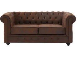 Vente-unique Set Zitbank + Fauteuil-Bankstel En Fauteuil Chesterfield Van Microvezel Met Vintage Look