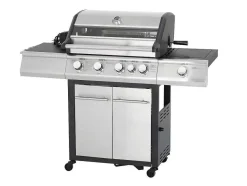 Vente-unique Buitenkeuken-Barbecue Op Gas Met 4 Branders, 1 Rechaud Aan De Zijkant En 1 Grill 148 X 56 X 121 Cm - Roasty