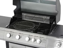 Vente-unique Buitenkeuken-Barbecue Op Gas Met 4 Branders, 1 Rechaud Aan De Zijkant En 1 Grill 148 X 56 X 121 Cm - Roasty