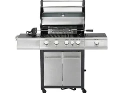 Vente-unique Buitenkeuken-Barbecue Op Gas Met 4 Branders, 1 Rechaud Aan De Zijkant En 1 Grill 148 X 56 X 121 Cm - Roasty