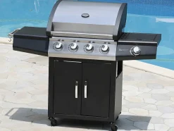 Vente-unique Buitenkeuken-Barbecue Op Gas Met 4 Branders En 1 Rechaud Aan De Zijkant 143 X 54 X 115 Cm - Smoky