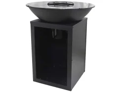 Vente-unique Buitenkeuken-Barbecue Plancha Brasero Op Houtskool Met Opbergruimte 80 X 80 X 96 Cm, Zwart - Ignos
