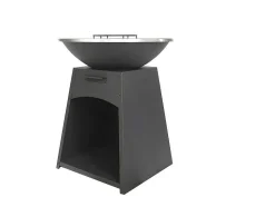 Vente-unique Buitenkeuken-Barbecue/Plancha/Vuurkorf Van Staal - L81 X B81 X D96 Cm - Zwart - Corvera