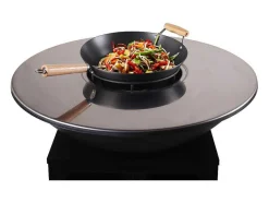 Vente-unique Buitenkeuken-Barbecue/Plancha/Vuurkorf Van Staal - L81 X B81 X D96 Cm - Zwart - Corvera