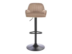 Vente-unique Barkruk-Barkruk Van Velours En Zwart Metaal - Verstelbare Hoogte - Beige - Eleana