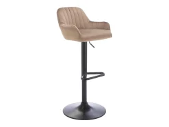 Vente-unique Barkruk-Barkruk Van Velours En Zwart Metaal - Verstelbare Hoogte - Beige - Eleana