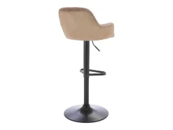 Vente-unique Barkruk-Barkruk Van Velours En Zwart Metaal - Verstelbare Hoogte - Beige - Eleana