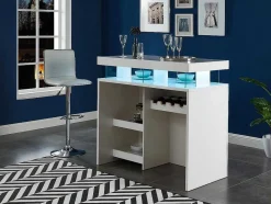 Vente-unique Barmeubel-Barmeubel Fabio - Mdf Witgelakt - Met Ledverlichting
