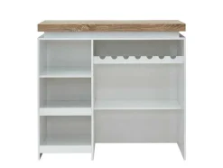 Vente-unique Barmeubel-Barmeubel Halo Ii - Wit Gelakt Mdf - Leds - Wit En Eik