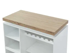 Vente-unique Barmeubel-Barmeubel Halo Ii - Wit Gelakt Mdf - Leds - Wit En Eik