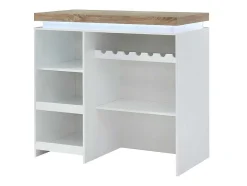Vente-unique Barmeubel-Barmeubel Halo Ii - Wit Gelakt Mdf - Leds - Wit En Eik