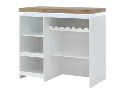Vente-unique Barmeubel-Barmeubel Halo Ii - Wit Gelakt Mdf - Leds - Wit En Eik