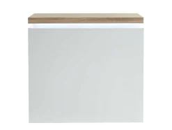 Vente-unique Barmeubel-Barmeubel Halo Ii - Wit Gelakt Mdf - Leds - Wit En Eik