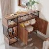 Vente-unique Barmeubel-Barmeubel, Laag Dressoir - 2 Deuren En 4 Nissen - Mdf - Industriele Stijl - Kleuren: Bruin En Zwart