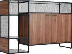 Vente-unique Barmeubel-Barmeubel, Laag Dressoir - 2 Deuren En 4 Nissen - Mdf - Industriele Stijl - Kleuren: Bruin En Zwart