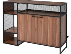 Vente-unique Barmeubel-Barmeubel, Laag Dressoir - 2 Deuren En 4 Nissen - Mdf - Industriele Stijl - Kleuren: Bruin En Zwart
