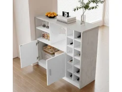Vente-unique Barmeubel-Barmeubel, Laag Dressoir Met Opbergruimte - Mdf - Eigentijdse Stijl - Kleuren: Grijs En Wit
