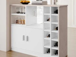 Vente-unique Barmeubel-Barmeubel, Laag Dressoir Met Opbergruimte - Mdf - Eigentijdse Stijl - Kleuren: Grijs En Wit