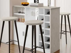 Vente-unique Barmeubel-Barmeubel, Laag Dressoir Met Opbergruimte - Mdf - Eigentijdse Stijl - Kleuren: Grijs En Wit
