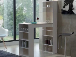 Vente-unique Barmeubel-Barmeubel Met Opbergruimtes - Mdf - Naturel En Wit - Skarn