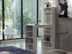 Vente-unique Barmeubel-Barmeubel Met Opbergruimtes - Mdf - Naturel En Wit - Skarn