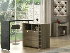 Vente-unique Barmeubel-Barmeubel Meteorite - 2 Deuren & 2 Nissen - Mdf Blad Met Granieteffect