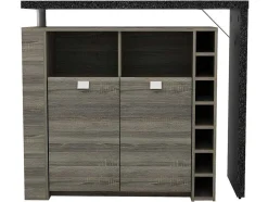 Vente-unique Barmeubel-Barmeubel Meteorite - 2 Deuren & 2 Nissen - Mdf Blad Met Granieteffect