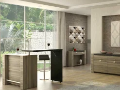 Vente-unique Barmeubel-Barmeubel Meteorite - 2 Deuren & 2 Nissen - Mdf Blad Met Granieteffect