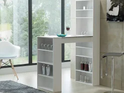 Vente-unique Barmeubel-Barmeubel Skarn - Wit & Blad Met Graniet Effect