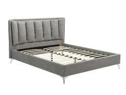Vente-unique Tweepersoonsbed-Bed 160 X 200 Cm Met Gewatteerd Hoofdbord - Stof - Grijs - Funiti