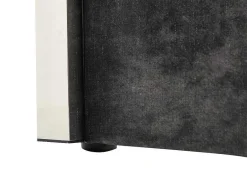 Vente-unique Fluwelen Bed-Bed 160 X 200 Cm Met Hoofdbord Met Verticale Stiksels - Velours - Antraciet - Feroya