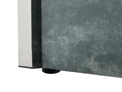 Vente-unique Fluwelen Bed-Bed 140 X 190 Cm Met Hoofdbord Met Verticale Stiksels - Velours - Groenblauw + Matras - Feroya