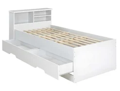 Vente-unique Kinderbed-Bed Boris Met Laden En Opbergruimte - Wit - 90X190 Cm