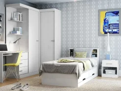 Vente-unique Kinderbed-Bed Boris Met Laden En Opbergruimte - Wit - 90X190 Cm