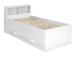 Vente-unique Kinderbed-Bed Boris Met Laden En Opbergruimte - Wit - 90X190 Cm