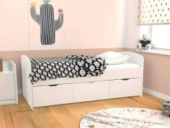 Vente-unique Kinderbed-Bed Louane Met 2 Lades En 1 Opbergruimte - 90 X 190 Cm - Wit