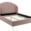 Vente-unique Tweepersoonsbed-Bed Met Glooiend Hoofdeinde - 160 X 200 Cm - Fluweel - Oud Roze - Sagali