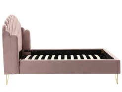 Vente-unique Tweepersoonsbed-Bed Met Glooiend Hoofdeinde - 160 X 200 Cm - Fluweel - Oud Roze - Sagali