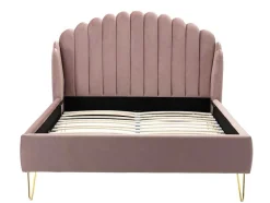 Vente-unique Tweepersoonsbed-Bed Met Glooiend Hoofdeinde - 160 X 200 Cm - Fluweel - Oud Roze - Sagali