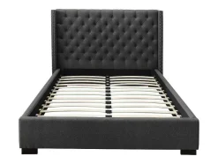 Vente-unique Aanbiedingen: Slaapkamer & Kantoor-Bed Met Hoofdbord Met Capitonnage - 140 X 200 Cm - Stof - Grijs - Massimo