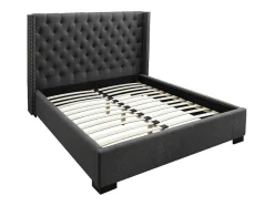 Vente-unique Aanbiedingen: Slaapkamer & Kantoor-Bed Met Hoofdbord Met Capitonnage - 140 X 200 Cm - Stof - Grijs - Massimo