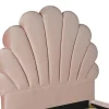 Vente-unique Kinderbed-Bed Met Hoofdeinde In Schelpvorm90X190 Cm - Fluweel - Roze - Met Matras - Moana