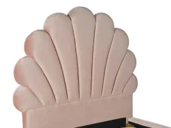 Vente-unique Kinderbed-Bed Met Hoofdeinde In Schelpvorm 90 X 190 Cm - Fluweel - Roze - Moana