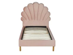 Vente-unique Kinderbed-Bed Met Hoofdeinde In Schelpvorm 90 X 190 Cm - Fluweel - Roze - Moana