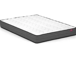 Vente-unique Tweepersoonsbed-Bed Met Hoofdeinde Met Opbergruimte En Lades - 140 X 190 Cm - Kleur: Wit + Bedbodem + Matras - Leandre