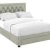 Vente-unique Fluwelen Bed-Bed Met Lades - Fluweel Champagnekleur - 140X190 Cm - Leopold