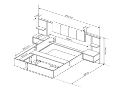 Vente-unique Aanbiedingen: Slaapkamer & Kantoor-Bed Met Nachtkastjes 160 X 200 Cm - Met Ledverlichting - Kleur: Naturel En Antraciet - Elynia
