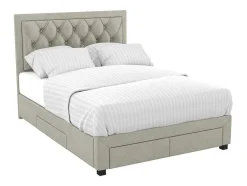 Vente-unique Fluwelen Bed-Bed Met Opbergruimte - Stof - Kleur: Champagne - 180 X 200 Cm - Leopold