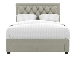 Vente-unique Fluwelen Bed-Bed Met Opbergruimte - Stof - Kleur: Champagne - 180 X 200 Cm - Leopold