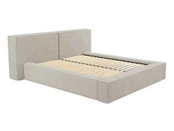 PASCAL MORABITO Tweepersoonsbed-Bed Met Opbergruimte 180 X 200 Cm - Ribfluweel - Beige + Matras - Timano